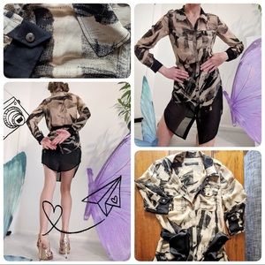 Andrew Marc long sleeved shirt dress.